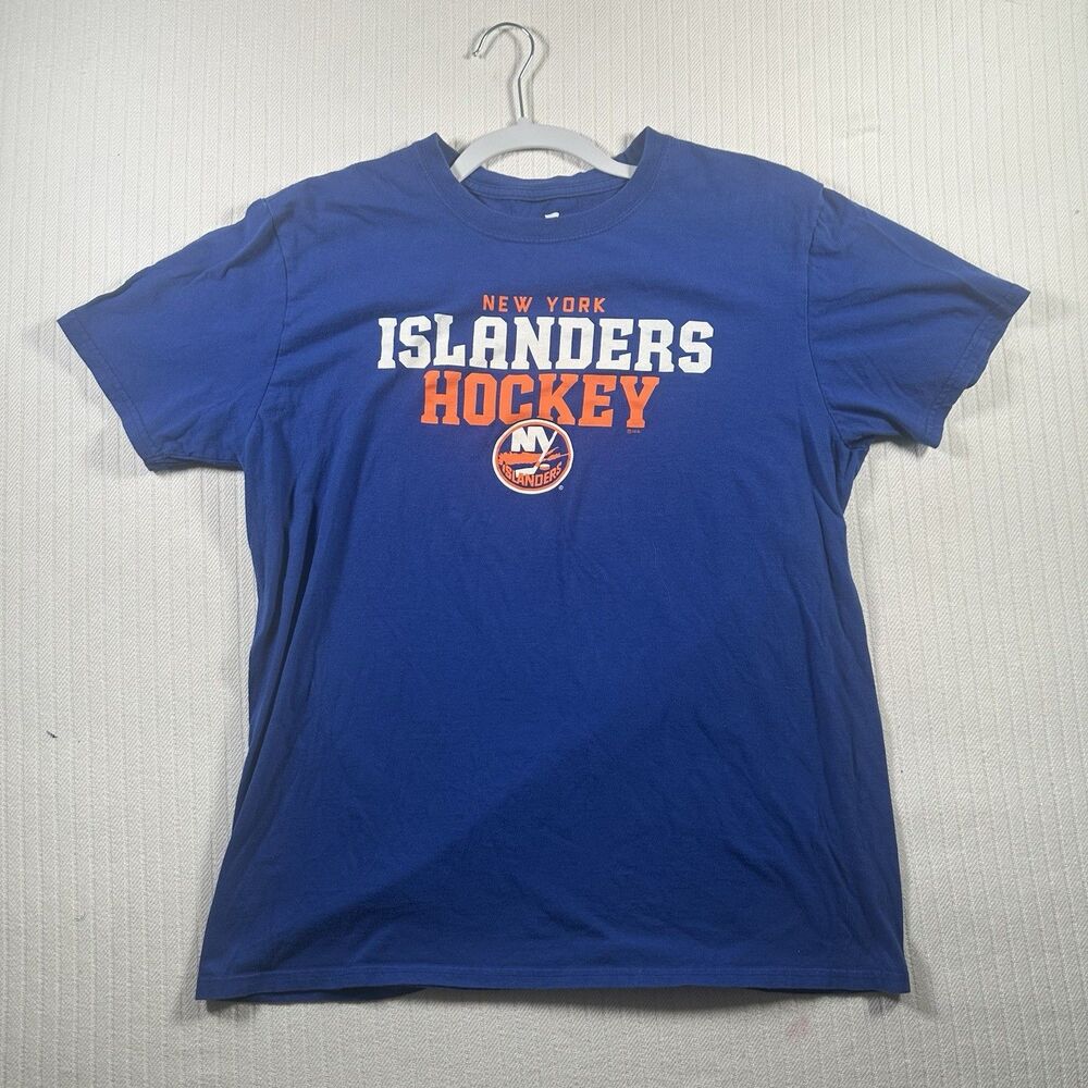New York Islanders Hockey T-Shirt Men’s Large Blue Orange NHL Graphic Tee